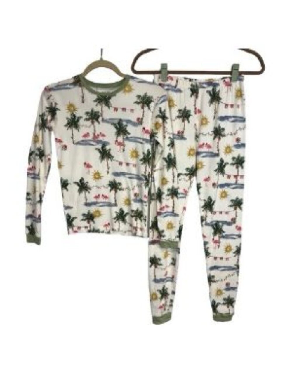 Burt’s Bees Kids Organic Cotton Deck the Palms Flamingo Size 14 Youth Pajama Set